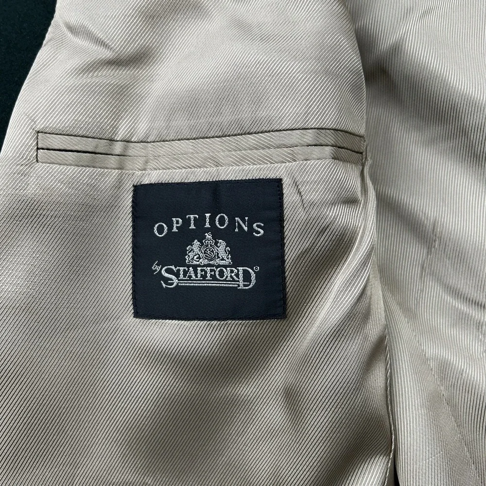 Stafford Options 100% Camel Hair Blazer Mens 42R Green Two Button Sport‎ Coat